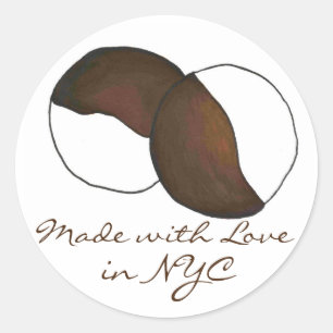 Sticker Rond Fabriqué avec amour dans NYC Black White Cookie St