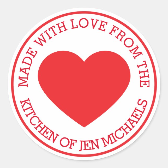 Sticker Rond Fabriqué avec amour de (Devant)