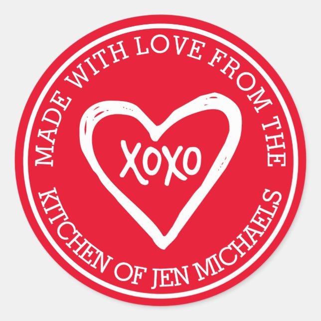 Sticker Rond Fabriqué avec amour de (Devant)