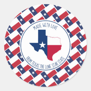 Sticker Rond Fabriqué Avec Amour De TEXAS Texan Flag Map