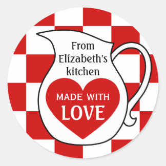 Sticker Rond Fabriqué avec amour, design de pitcher mignon