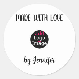 Sticker Rond Fabriqué Avec Amour Élégant Logo Professionnel Per