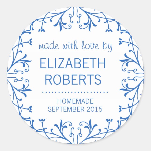 Sticker Rond Fabriqué avec amour Étiquettes-cadeaux maison Cann (Devant)