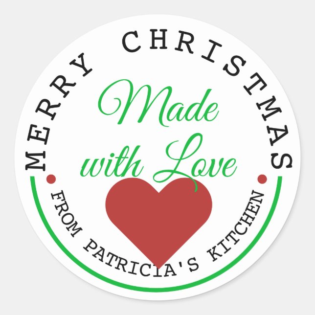 Sticker Rond Fabriqué avec amour Joyeux Noël (Devant)