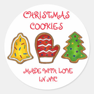 Sticker Rond Fabriqué avec amour Noël Mitten Arbre Bell