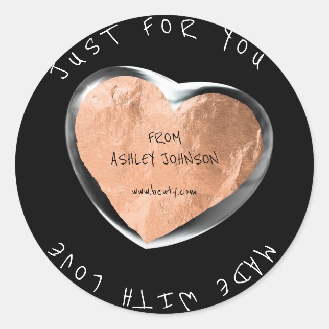 Sticker Rond Fabriqué Avec Amour Pour Vous Nom Rose Bubble Cuiv (Devant)