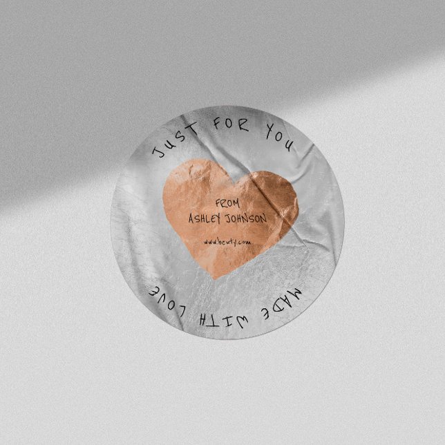 Sticker Rond Fabriqué Avec Amour Pour Vous Nom Rose Rose Or Arg (Créateur téléchargé)