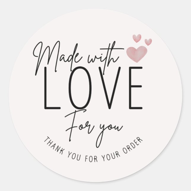 Sticker Rond Fabriqué avec amour pour vous Petite entreprise (Devant)