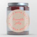 Sticker Rond Fabriqué avec amour | Rustique Kraft moderne rouge<br><div class="desc">Simple et élégant "made with love" produit fait maison ou fait à la main étiquette pour votre petite entreprise, artisanat ou boulangerie (par exemple confitures, gelées, chutneys ou autres goodies faits maison avec amour). Le design comprend un bloc rétro audacieux et des polices de script manuscrites dans un néon rouge...</div>