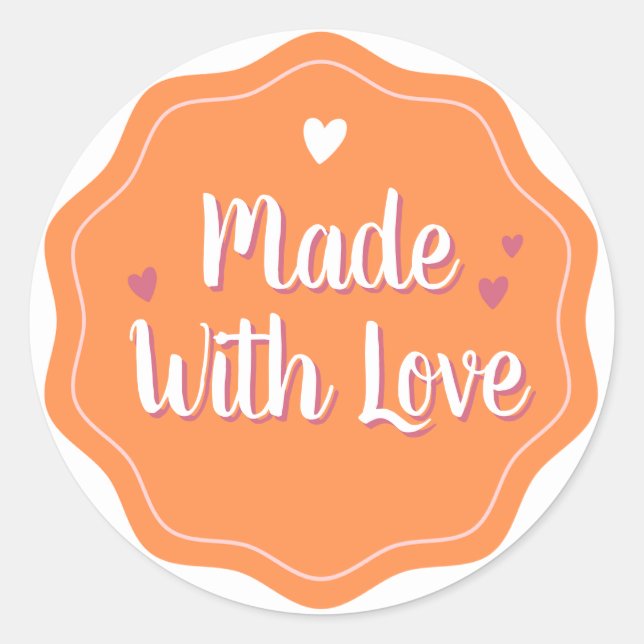 Sticker Rond Fabriqué avec amour | Simple minimaliste personnal (Devant)