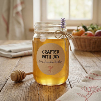 Sticker Rond Fabriqué avec joie Kraft Personnalisé 