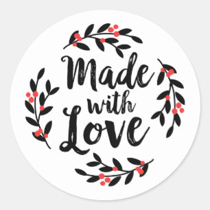 Sticker Rond Fabriqué avec la couronne de Noël d'amour