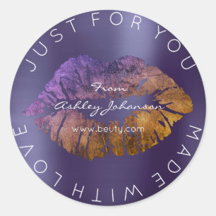 Sticker Rond Fabriqué Avec L'Amour Lipstick Gold Lipstick Lipst