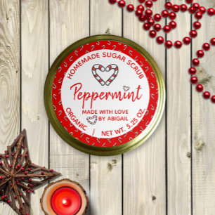 Sticker Rond Fabriqué Avec L'Amour Peppermint Scrub À Sucre Fai