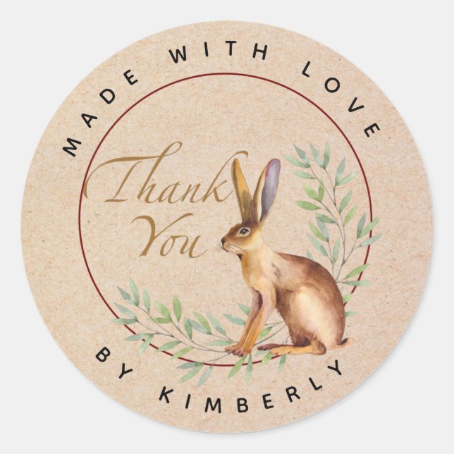 Sticker Rond Fabriqué avec l'animal de Merci d'amour (Devant)