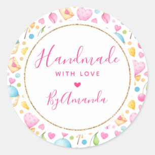 Sticker Rond Fabriqué avec les Coeurs d'Amour et Motif de muffi