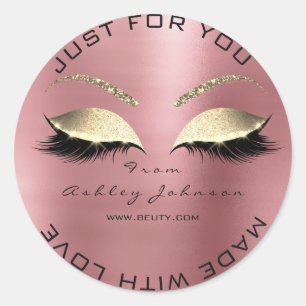 Sticker Rond Fabriqué Avec Love Parties scintillant Lashes Gold