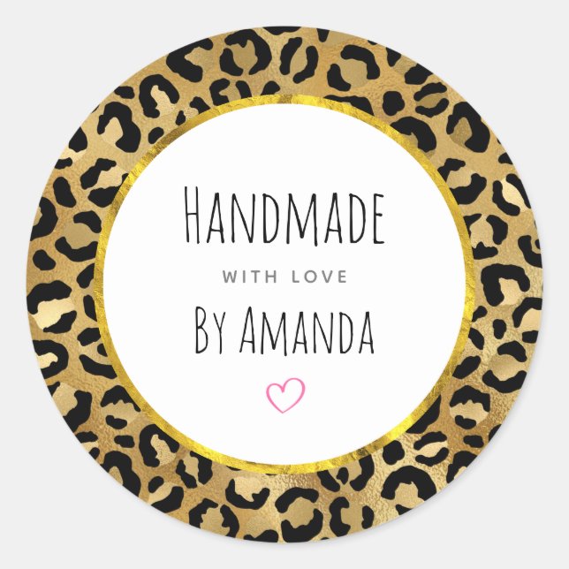 Sticker Rond Fabriqué avec Love Wild & Exotic Empreinte de léop (Devant)