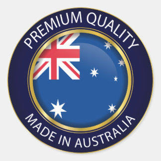 Sticker Rond Fabriqué en Australie Seal, drapeau australien