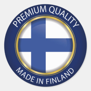 Sticker Rond Fabriqué en Finlande, Drapeau finlandais