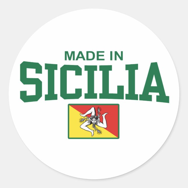Sticker Rond Fabriqué en Sicile (Devant)