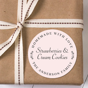 Sticker Rond Fabriqué maison avec amour cadeau de cuisson perso