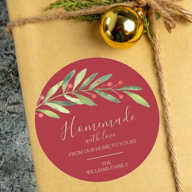 Sticker Rond Fabriqué maison avec amour Noël (Créateur téléchargé)