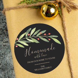 Sticker Rond Fabriqué maison avec amour Noël