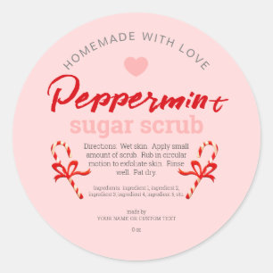 Sticker Rond Fabriqué maison avec amour Peppermint sucre Scrub