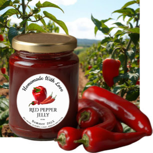 Sticker Rond Fabriqué Maison Avec Amour Poivre Rouge Jelly Été