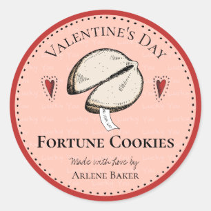 Sticker Rond Fabriqué maison Fortune Cookie Saint-Valentin do-i
