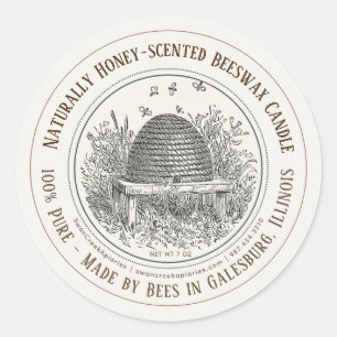 Sticker Rond Fabriqué par les abeilles Nom de l'État Cire d'abe