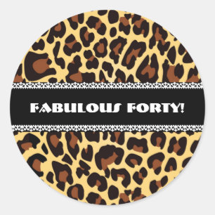 Sticker Rond Fabuleux 40e anniversaire Leopard et dentelle A11