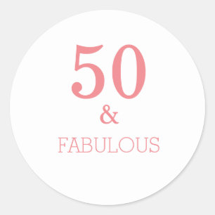 Sticker Rond Fabuleux 50 Anniversaire Coral Rose Couleur person