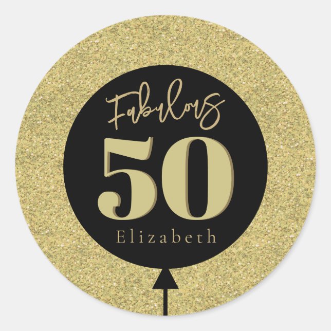 Sticker Rond Fabuleux 50 Gold Anniversaire (Devant)