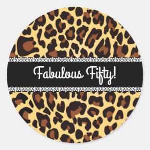 Sticker Rond Fabuleux 50e anniversaire Leopard et dentelle A12