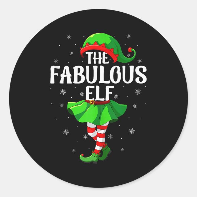 Sticker Rond Fabulous Elf Christmas Girls Women Elf Squad Xmas  (Devant)