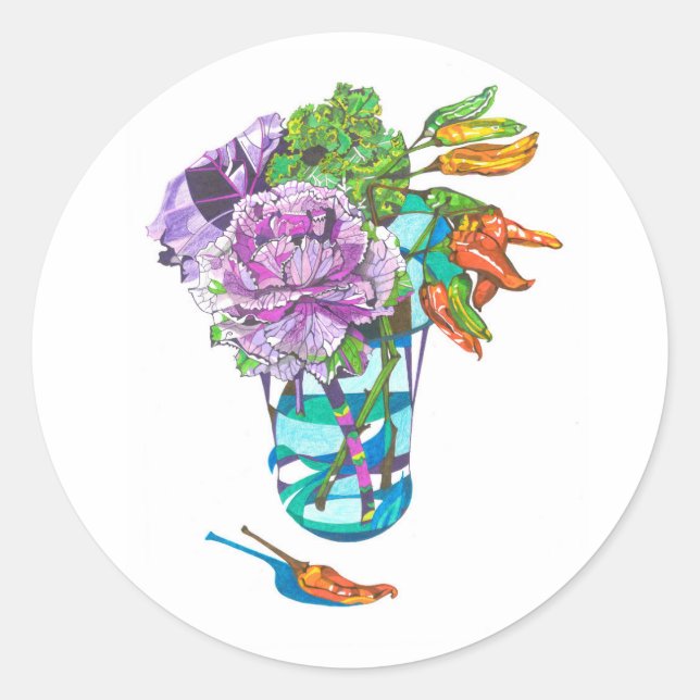 Sticker Rond Fabulous Fall Vegetal Bouquet (Devant)