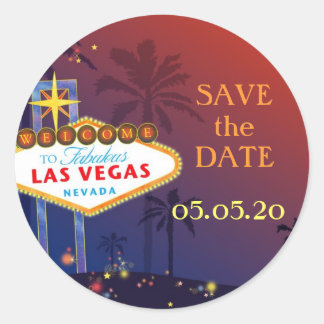 Sticker Rond Fabulous Las Vegas Mariage Enregistrer la date