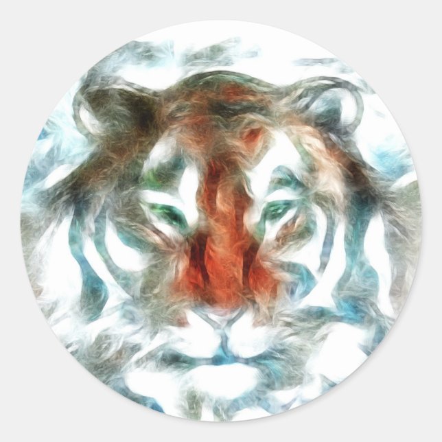 Sticker Rond Face Abstraite de tigre orange (Devant)