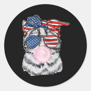 Sticker Rond Face Bubblegum 4 juillet Meowica Independence Da
