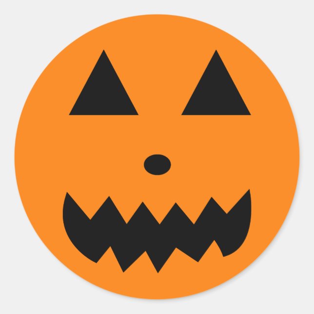Sticker Rond Face Citrouille d'Halloween orange (Devant)