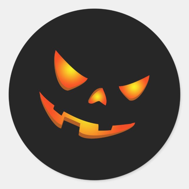 Sticker Rond Face Citrouille effrayant Halloween Jack-o'-lanter (Devant)