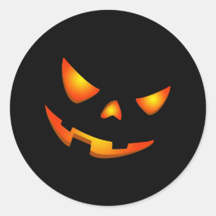 Sticker Rond Face Citrouille effrayant Halloween Jack-o'-lanter