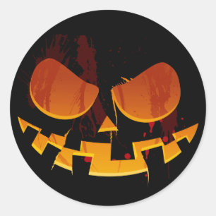 Sticker Rond Face Citrouille Halloween Wicked Jack-O-lanterne