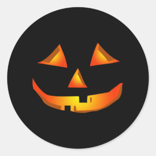 Sticker Rond Face Citrouille mignon Halloween Jack-o'-lantern