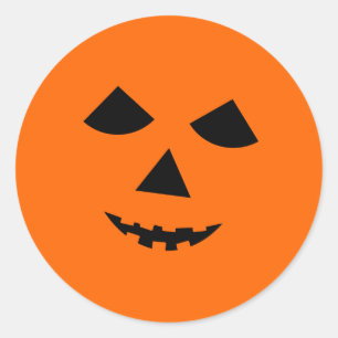 Sticker Rond Face Citrouille mignon Jack-o'-lantern Halloween