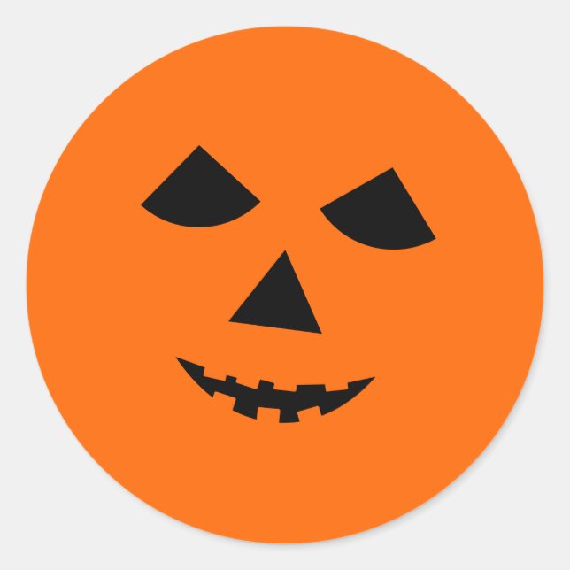 Sticker Rond Face Citrouille mignon Jack-o'-lantern Halloween (Devant)