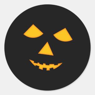 Sticker Rond Face Citrouille mignon Jack-o'-lantern Halloween