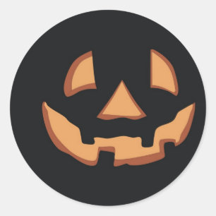 Sticker Rond Face citrouille pour Halloween